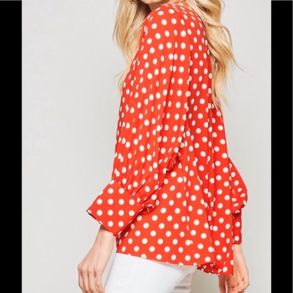 Last one!! Red & white polka dot blouse top sz 2X - Picture 3 of 4